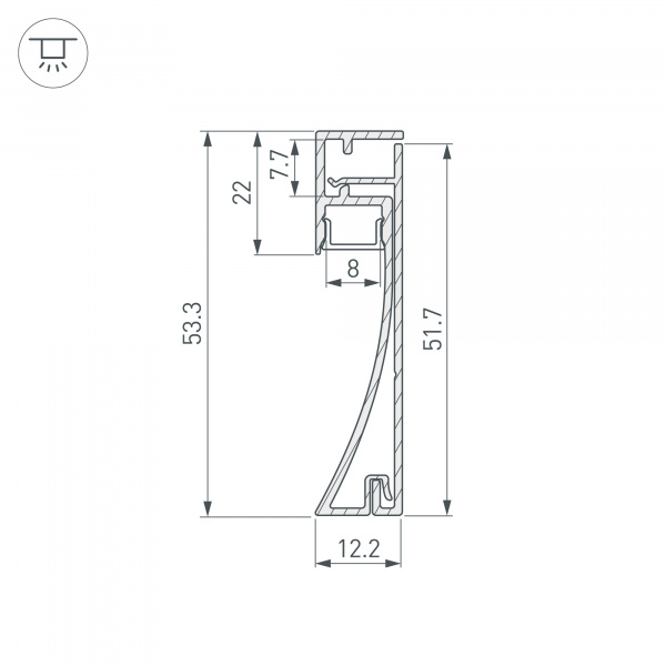 Профиль PLINTUS-H54-2000 WHITE (Arlight, Алюминий)