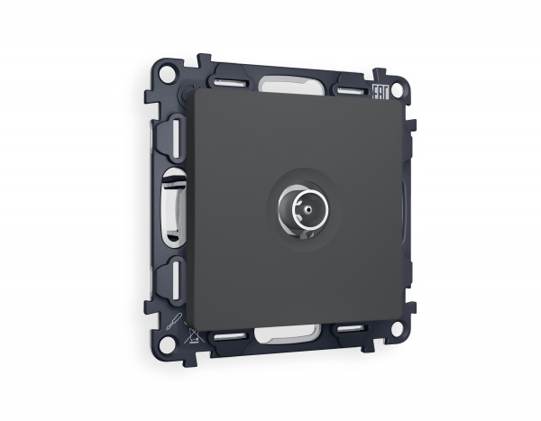 Комплект механизма TV розетки проходной ALFA MA913030 Графит мягкое касание 5-1000 MHz 4dB QUANT