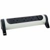 Legrand Revolution Комфорт Бело-черный Удлинитель 3x2К+З с выкл., без кабеля, плоские розетки, фиксируемый поворотный блок