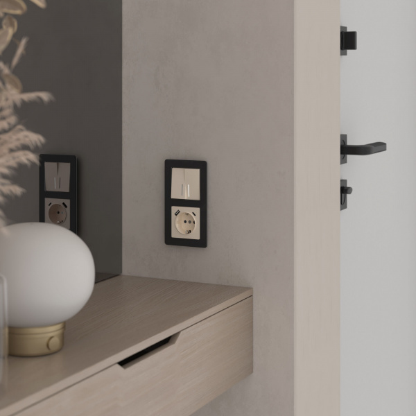 Выключатель двухклавишный с подсветкой (айвори акрил) W1120143