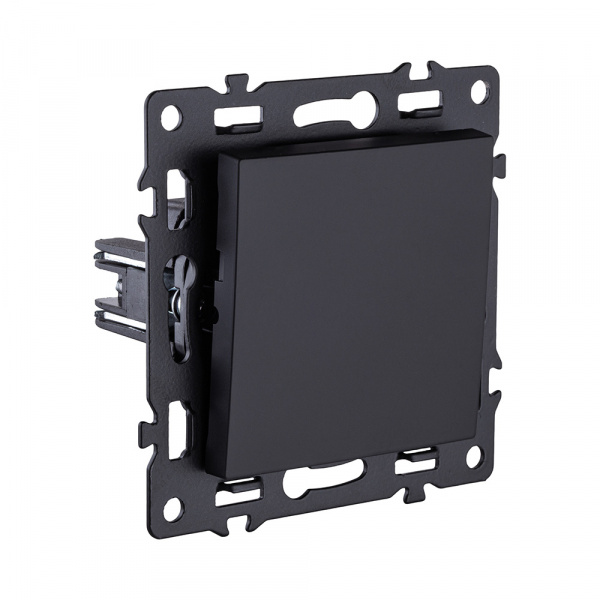 Выключатель 1-клавишный проходной 10А/250В, черный Kollinger Asthetik AS-002BK