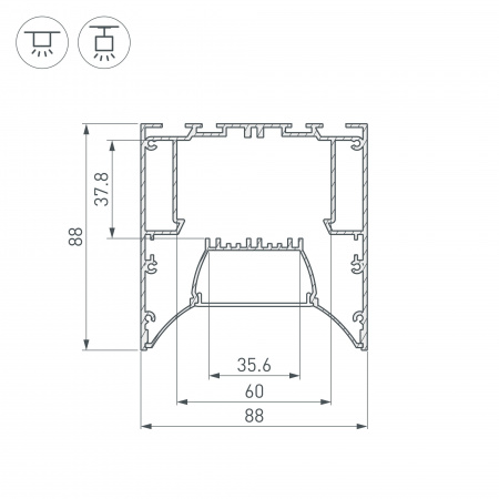 Профиль Arlight ARH-Power-W88-F-Comfort-2000 Anod 036363
