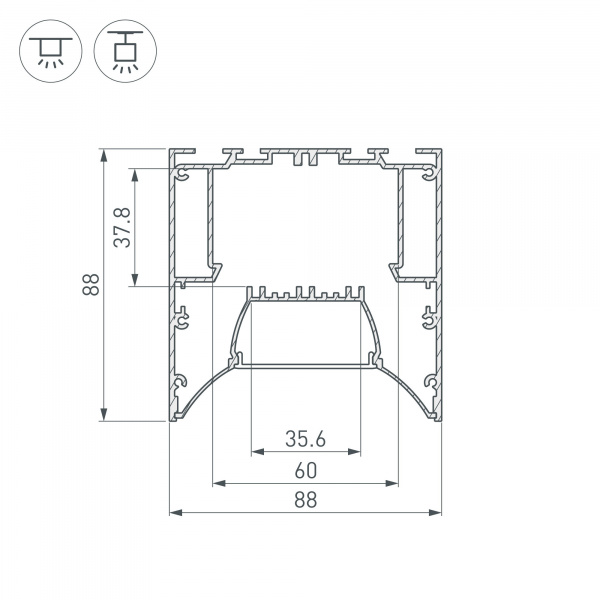 Профиль Arlight ARH-Power-W88-F-Comfort-2000 Anod 036363