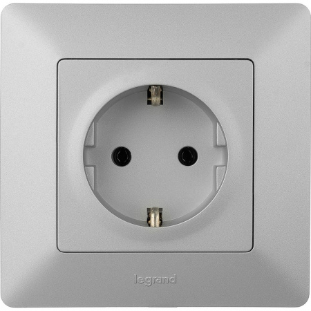 Legrand Valena LIFE DIY Алюм Розетка 1-ая с/з, безвинт.зажим