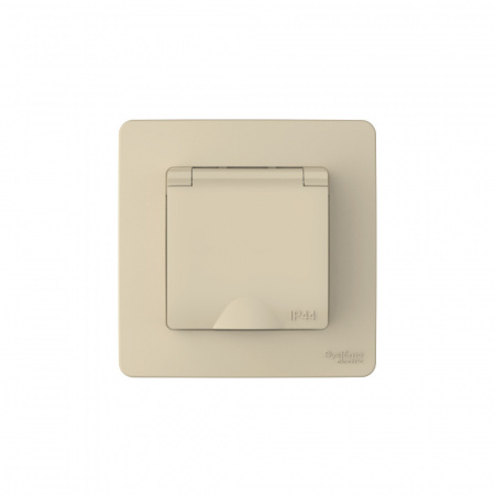 Systeme Electric Blanca внутр Беж Розетка с/з IP44 со шторками, с крышкой, 16А, 250В