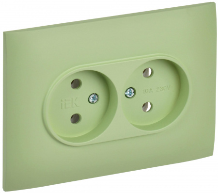 IEK SKANDY Мятный Розетка 2-ая б/з 10А в сборе SK-R10G