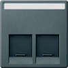 SE Merten SM Антрацит Накладка розетки ТЛФ/комп 2-ой прямой