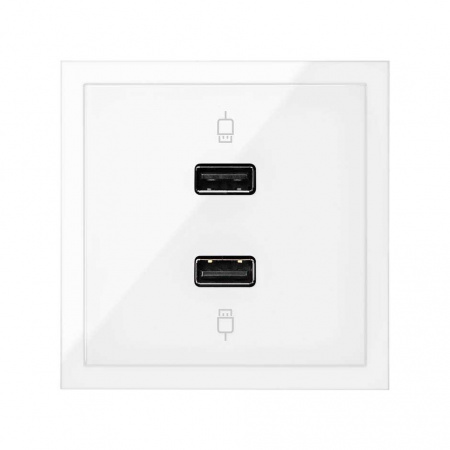 Simon 100 Белый глянец Накладка розетки 2xUSB