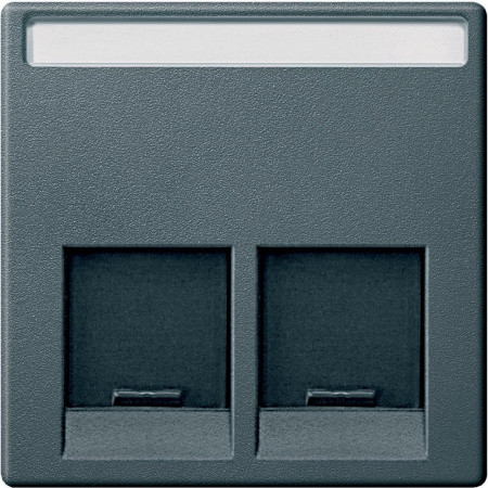 SE Merten SM Антрацит Накладка розетки ТЛФ/комп 2-ой прямой