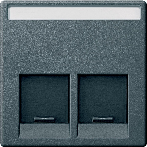 SE Merten SM Антрацит Накладка розетки ТЛФ/комп 2-ой прямой