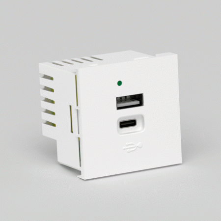 Donel USB зарядное устройство, 4.2A , Type A + C, 2 мод., бел. (45х45мм), DUSB4200WCF