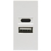 Donel USB зарядное устройство, 2.1A, Type A + C, 1 мод., бел. матовая (22.5х45мм), DUSB2100WCFM