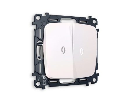 Комплект механизма 2-клавишного выключателя с подсветкой 5600K OMEGA MO204015 Жемчуг QUANT