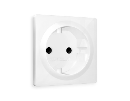 Лицевая панель ALFA (Белый глянец) для электрической розетки с заземлением со шторками QUANT AP1070