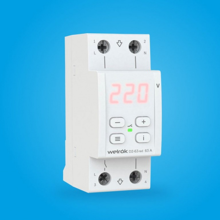 Welrok D2-63 red реле напряжения 63 А (max 80 A) 13 900 ВА