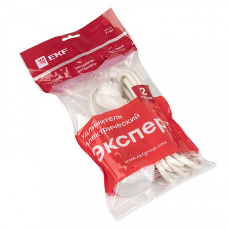 EKF PROxima Удлинитель "Эксперт" 2 гнезда 3 метра 16А/3,5кВт с заземлением ПВС 3х1