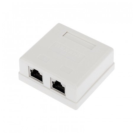 Рoзетка компьютерная внешняя, 2-порта RJ-45 (8P8C), FTP экранированная, категория 6, Rexant