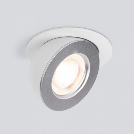 Встраиваемый точечный светодиодный светильник Pruno белый/серебро 8W 4200К (25080/LED) 25080/LED Elektrostandard Pruno a060946