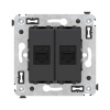 DKC Avanti Компьютерная розетка RJ-45 без шторки в стену, кат.5е двойная, Черный матовый