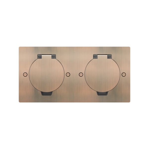 Лючок Surface 4 мод. (2 мод. 45х45 мм.), круглая крышка, красная медь, IP44