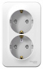 SE Blanca наруж Бел Розетка 2-ая с/з со шторками, 16А, 250В