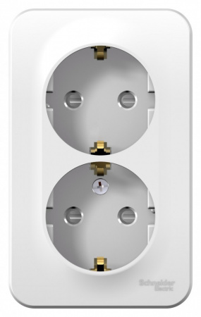 SE Blanca наруж Бел Розетка 2-ая с/з со шторками, 16А, 250В