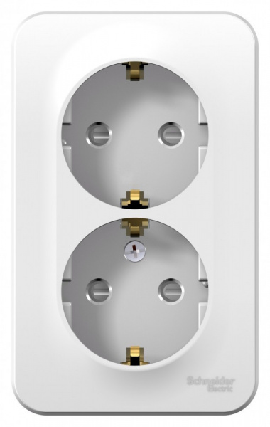 SE Blanca наруж Бел Розетка 2-ая с/з со шторками, 16А, 250В