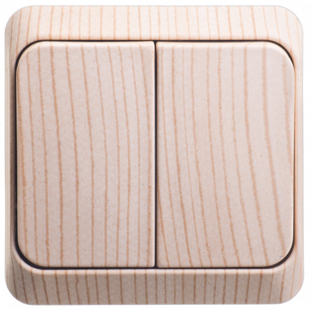 SE Этюд наруж Дача Сосна Выключатель 2-клавишный с подсветкой (сх. 5)