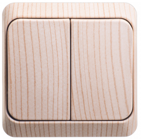 SE Этюд наруж Дача Сосна Выключатель 2-клавишный с подсветкой (сх. 5)