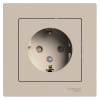 SE AtlasDesign Песочный Розетка с/з со шторками, 16А, в сборе