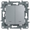 Legrand Etika Алюминий Выключатель 2-клавишный с подсветкой/индикациейавт, автоматические клеммы, 10 AX, 250 В