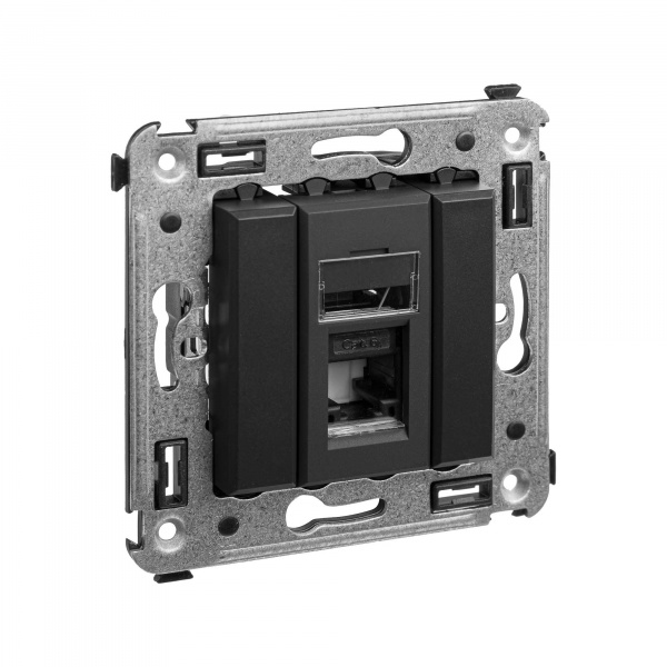 DKC Avanti Черный матовый Компьютерная розетка RJ-45 один  категория 6А