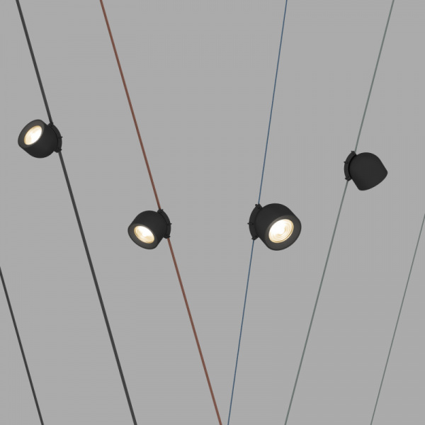 DK5541-BK Поворотный светильник для трека-ремня Belty, серия Spot, со светодиодом, D100*H107мм, 48V DC, 12W, RA90, 38°, 3000K, IP20, черный, алюминий