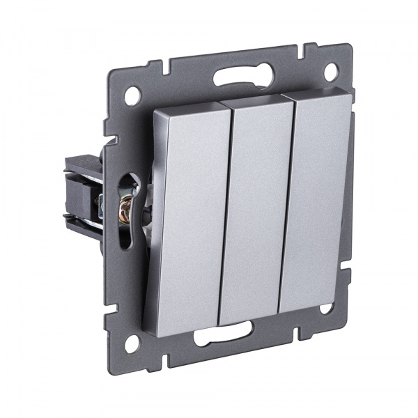 Выключатель 3-клавишный 10А/250В, серый Kollinger REA-S-012GY для Aspekt, Eleganz, Reflex