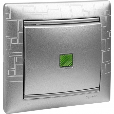 Legrand Valena Алюминий Выключатель 1-клавишный с подсветкой