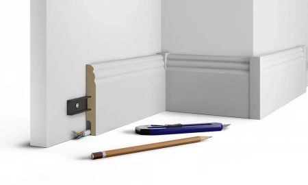 Соединительный элемент, 18x18x134мм, для плинтуса COSCA DECOR, белый под покраску /6 ., МДФ