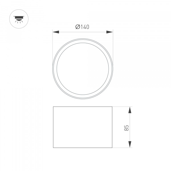 Arlight Светильник SP-BISCOTTO-R140-15W Warm3300-MIX (BK, 80 deg, 230V) (IP54 Металл, 5 лет)