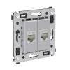 DKC Avanti Компьютерная розетка RJ-45 без шторки в стену, кат.5e двойная экранированная, Закаленная сталь