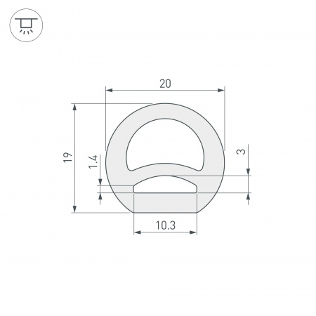 Arlight Силиконовый профиль WPH-FLEX-D20-TOP-S10-50m WHITE (Силикон)