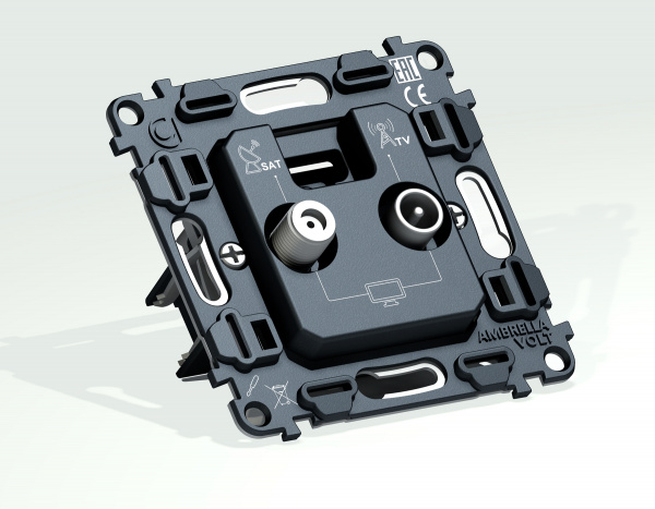 Механизм розетки TV оконечной + SAT 5-862MHz 3.5dB/950-2150MHz 3.8dB QUANT VM217