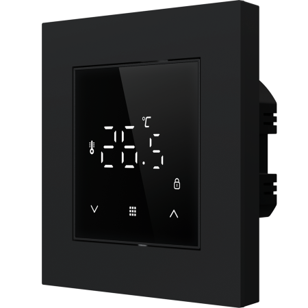 Donel Термостат с датчиком пола и воздуха с WiFi, 16 A, 55*55 мм., программируемый, черное стекло, серия DTEF