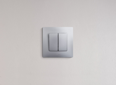 Legrand Etika Алюминий Выключатель 2-клавишный, автоматические клеммы, 10 AX, 250 В