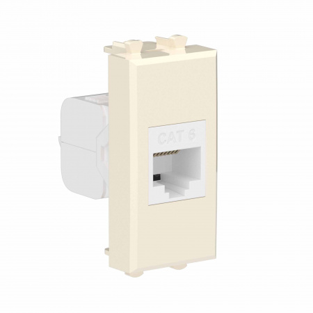DKC Avanti Компьютерная розетка RJ-45 без шторки модульная, кат.6, Ванильная дымка, 1 модуль