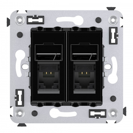 DKC Avanti Черный квадрат Компьютерная розетка RJ-45 двойная  категория 5e