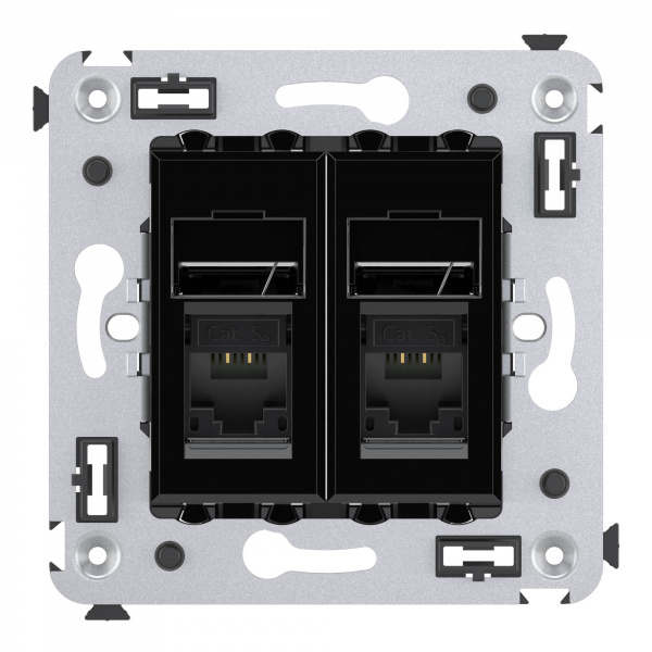 DKC Avanti Черный квадрат Компьютерная розетка RJ-45 двойная  категория 5e