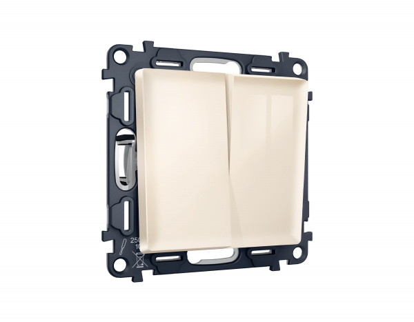 Комплект механизма 2-клавишного проходного выключателя ALFA MA303020 Бежевый глянец QUANT