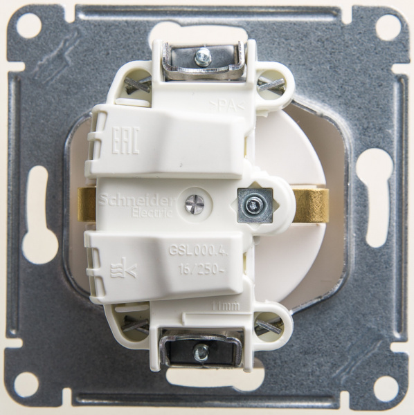 SE Glossa Перламутр Розетка с/з со шторками, 16А