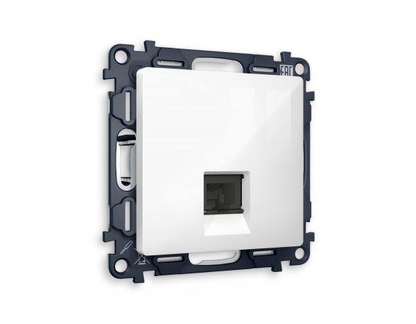 Комплект механизма телефонной розетки ALFA MA112030 Белый глянец RJ-11(4P4C) с защитной шторкой QUANT