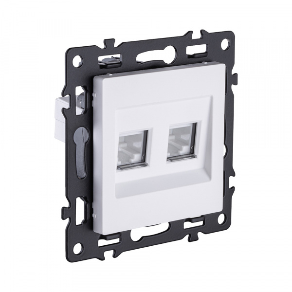 Розетка двойная Ethernet RJ45 Cat.6, белый Kollinger Asthetik AS-018WH
