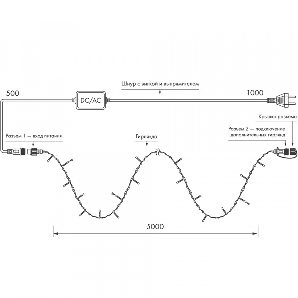 Arlight Светодиодная гирлянда ARD-STRING-HOME-5000-GREEN-50LED-FLASH WHITE (230V, 3.5W) (Ardecoled, IP20)